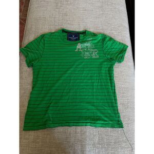 American Eagle Outfitters Vintage Green/Navy Striped Tee Unisex L
